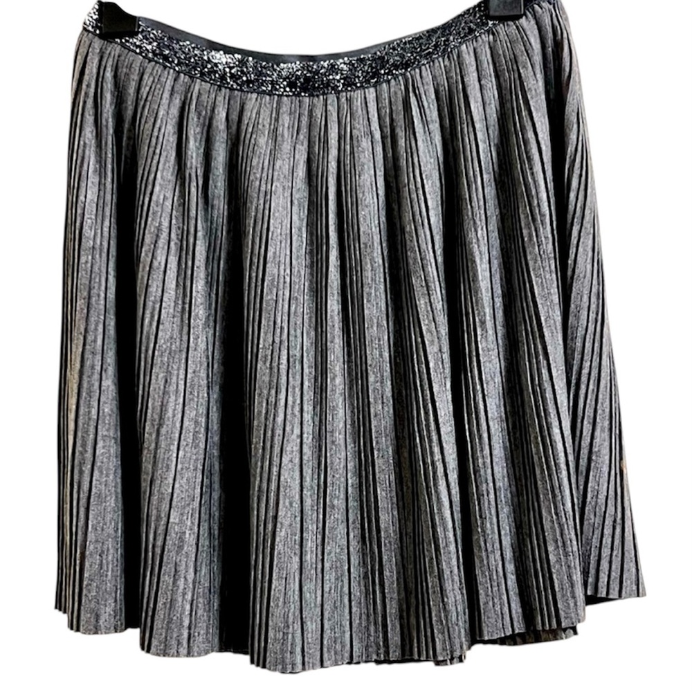 NWOT Holiday Sparkle Gray Silver Glitter Micro pleated Skirt Holidays Girls 8